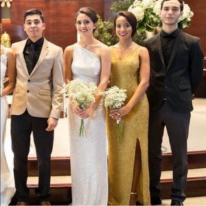 Beaded Gold Dress/Gown. Hand Sown Imported India